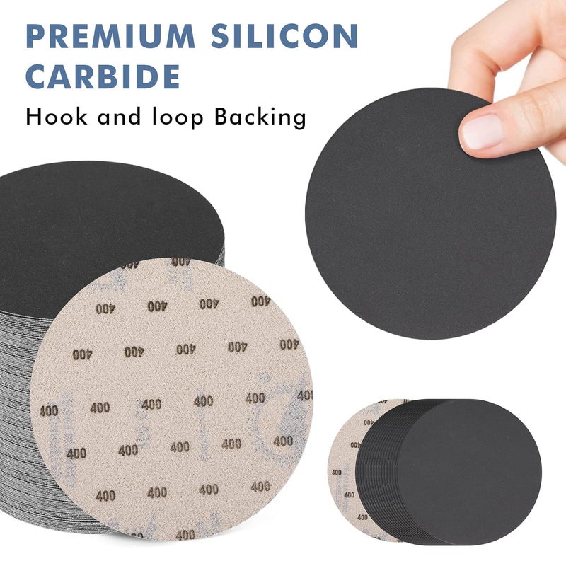 GOH DODD 6 Inch 400 Grit Sanding Disc, 25 Pieces Wet Dry Sandpaper Hook and Loop Sanding Pads Silicon Carbide Sand Paper for Random Orbital Sander Auto Metal Glass Resin Wood Polishing Sanding - Image 2